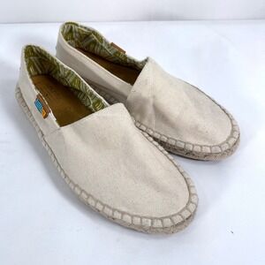 Ubuntu Life Espadrille Loafers Cream Canvas Beaded Handmade Womens 10W
